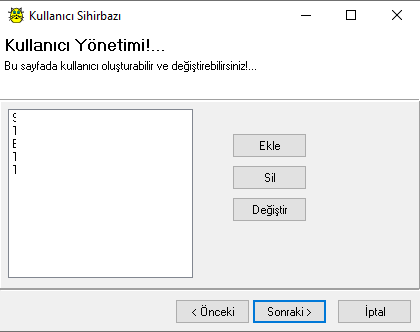 Oluşturduğunuz kullanıcıların yetkili olanları (en az bir tane yetkili kullanıcı olmalıdır) Yönetim kartından kullanıcıların hangi işlemleri yaptığını görebilir, Kullanıcıları Yönet Sihirbazı ile yeni kullanıcı ekleyebilir ve - veya yetkilerini belirleyebilir...